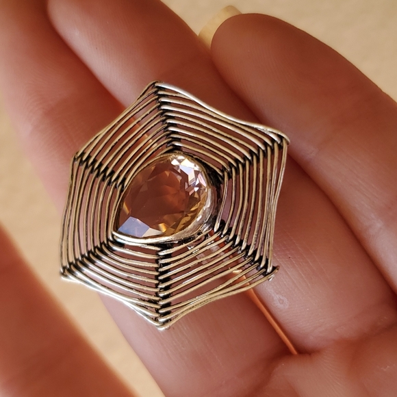 New Morganite Spiderweb 925 Silver Ring. - Picture 5 of 11